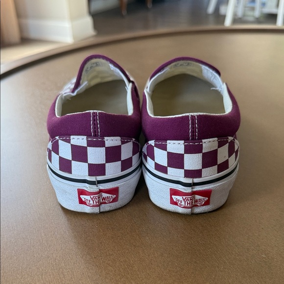 Vans Burgundy and White Checkerboard Slip-Ons - Picture 5 of 6